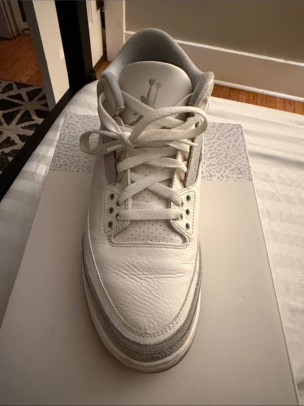 Jordan Men's Athletic Shoes White and Light Gray